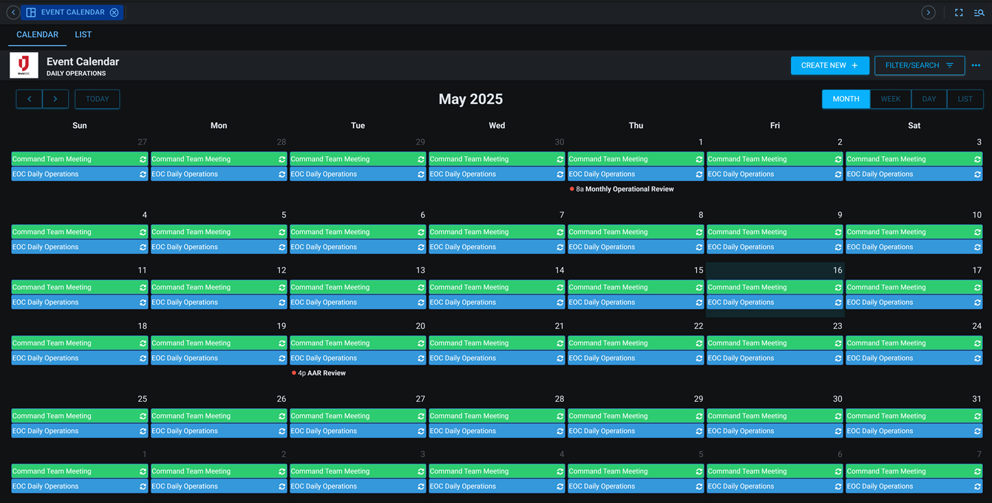 Event calender dark mode